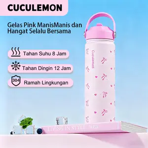 Cuculemon Tumblr Tahan Panas Dingin 12 jam Stainless Botol Minum 750ML Termos Olahraga Aesthetic