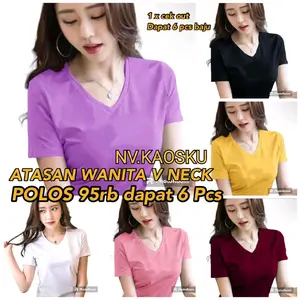 Atasan wanita leher v-neck polos 95ribu dapat 6 pcs bahan babyterry