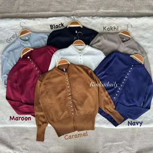 Inala Cardigan Basic Kancing Jamur Silver Premium