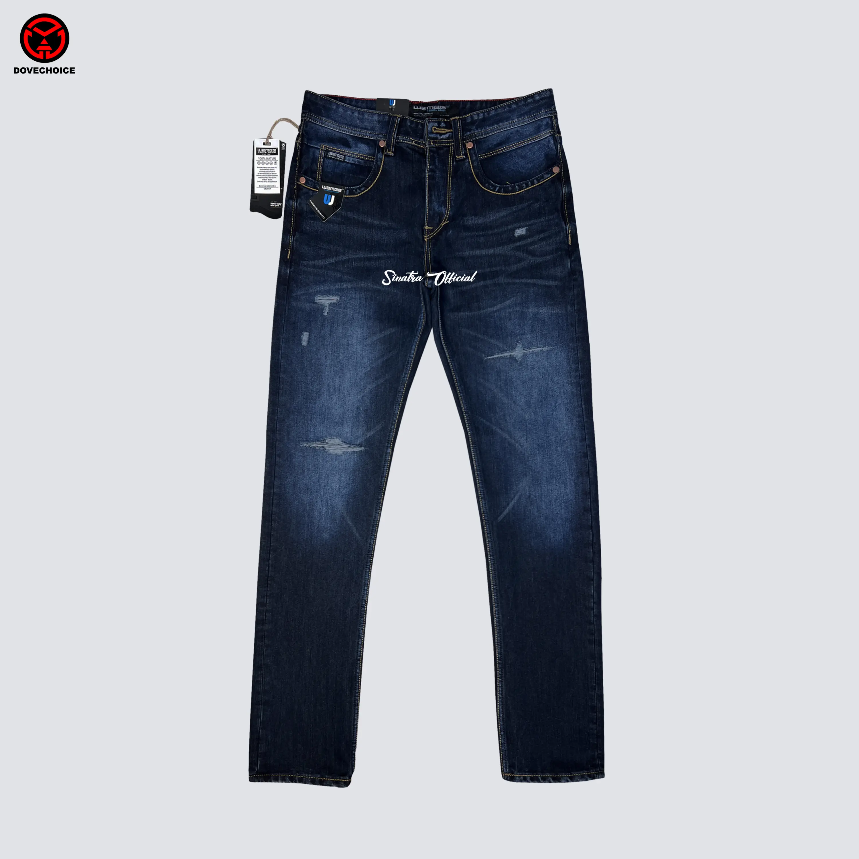 Celana Jeans Pria Slim Fit Sobek Original Wambe Denim