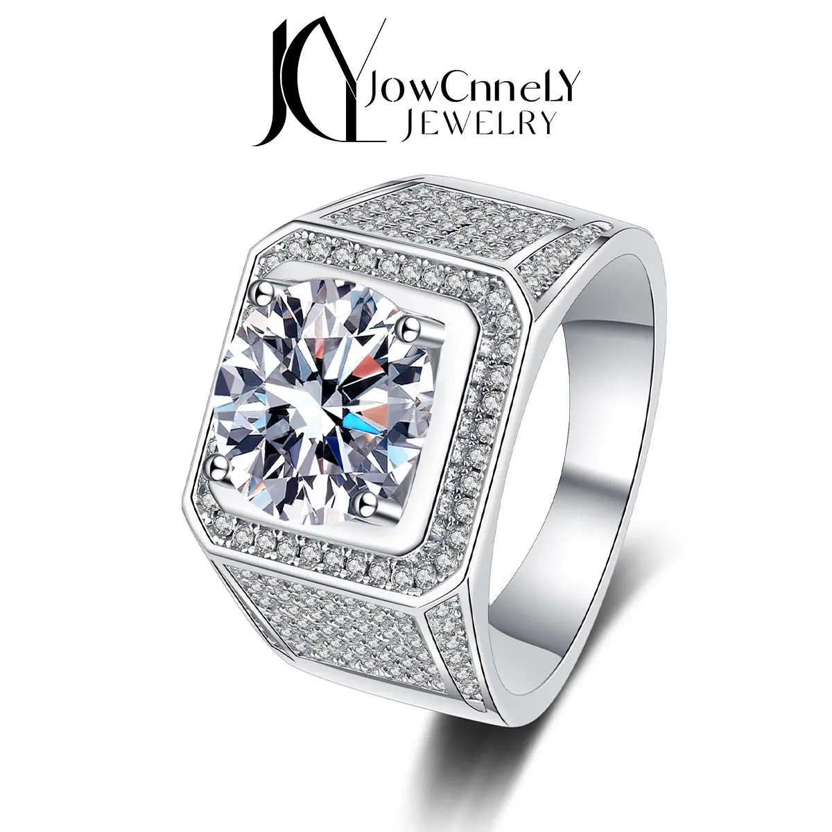 Nhẫn Moissanite Tổng Hợp, Dành Cho Nam Giới, Nhẫn Sang Trọng, Bạc 925, Trang Sức, Thích Hợp Để Đính Hôn, Mặc Hàng Ngày Thường Ngày, Với Giấy Chứng Nhận, [172]