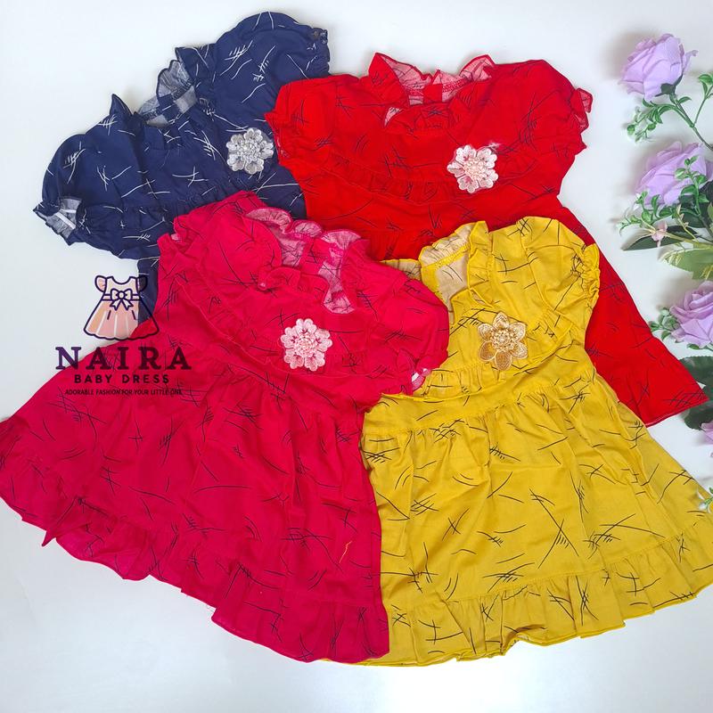 Product Introduction of (P-057) Baju Bayi Perempuan 0-6 bulan newborn / Dress bayi perempuan newborn Planet Kidz Motif Bunga Abstrak 1