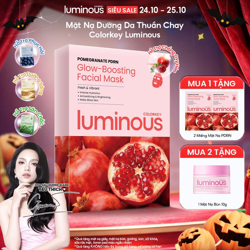 Mặt Nạ Giấy PDRN Colorkey Luminous Thuần Chay Hỗ Trợ Cấp Ẩm, Dưỡng Sáng, Phục Hồi Làn Da (10 Miếng/ 1 Hộp)