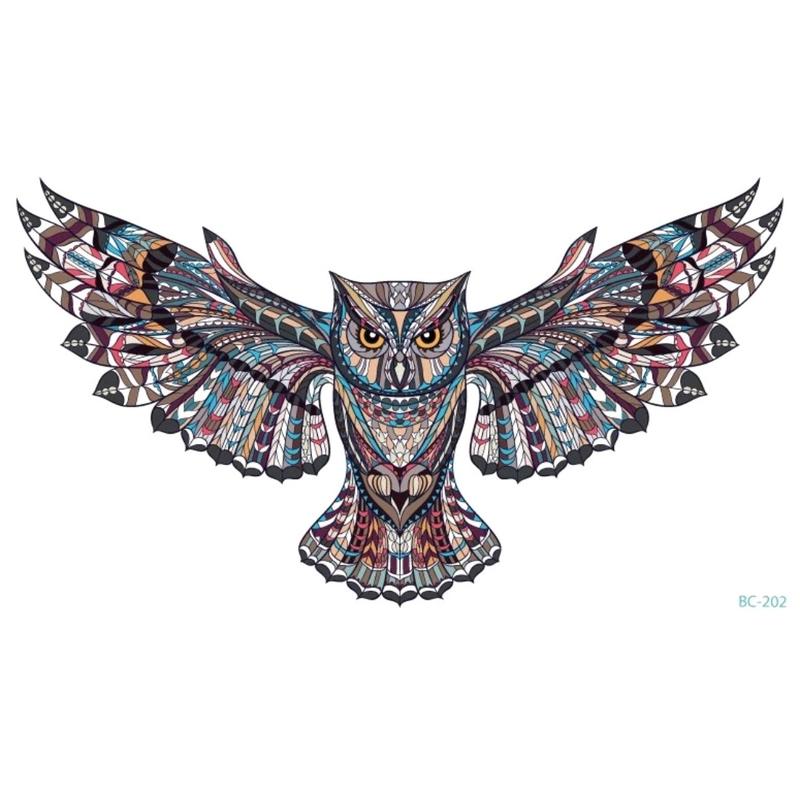 Product Introduction of Zaril Stiker Tatto Temporary Tato Temporer Tahan Air Tahan Lama 2-7 Hari Seri BC-202 Wanita OWL Burung Hantu Besar Kering Tatto Punggung Perut Dada Tattoo Tubuh 1