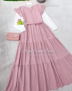 Gamis Anak Tanggung Terbaru Aiyu Dress Baju Wanita Remaja Dewasa Gamis Polos Muslim Syari Simple Korean Style