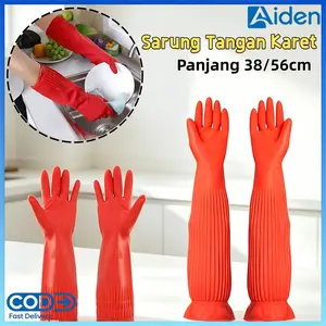 Sarung Tangan Karet Panjang Latex Tebal|38cm/56cm|Anti Air Anti Robek Anti Selip|Sarung Tangan Serbaguna Cocok Cuci Piring Dapur Kebersihan Rumah Tangga Kebun Industri - Rubber Latex Gloves|Long Kitchen Gloves|Household Safety Gloves