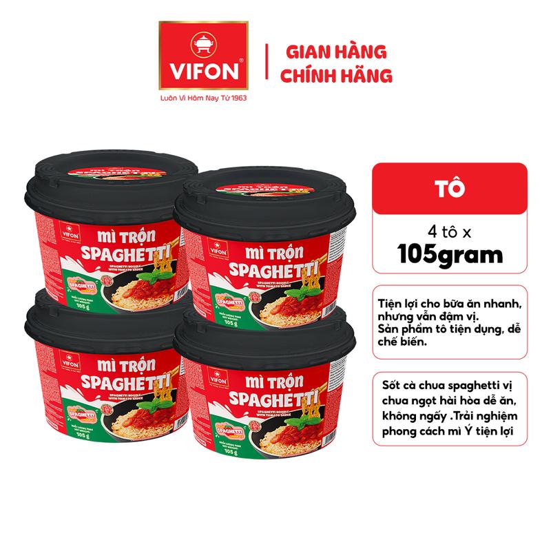 Set 4 Tô Mì Trộn Tương Đen/ Spaghetti/ Hải Sản VIFON Tiện Lợi 105gr/Tô