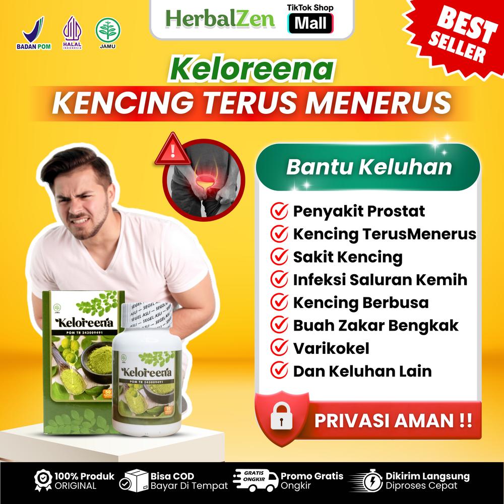 Keloreena Untuk Prostat Kencing Terus Menerus Sakit Kencing Infeksi Saluran Kemih ISK Kencing Berbusa BPOM HALAL MUI Isi 50 & 100 Kapsul - 50 Kapsul