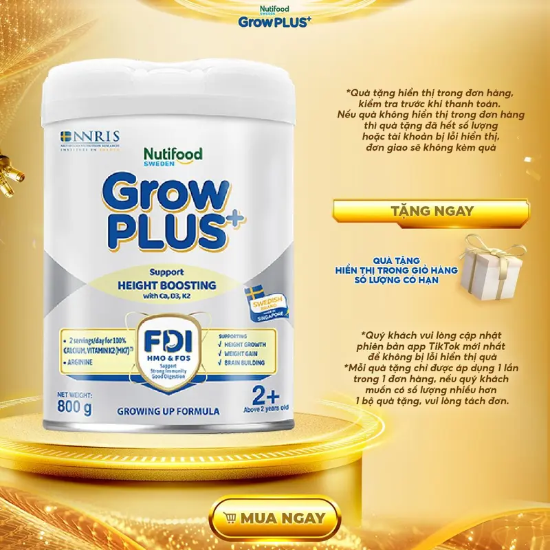 [GrowPLUS+ x Mẹ bé Thủy Thảo] Sữa Bột Nutifood GrowPLUS+ Cao Lớn Vượt Trội (Bạc) 2+ Lon 800g 2