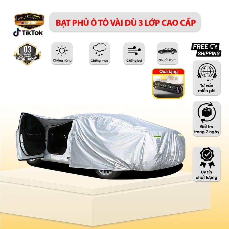 Bạt phủ ô tô 3 lớp cao cấp- bạt trùm xe ô tô oxford cao cấp , bạt phủ xe chống nóng, mưa, bụi, trùm phủ ô tô bảo vệ oto xe hơi để ngoài trời, bat che phu oto