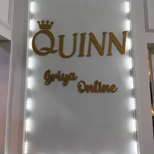 Huruf Kayu Backdrop Label Iklan / Online Shop Custom Timbul / HIasan Dinding Dekorasi Custom Kuning Merah