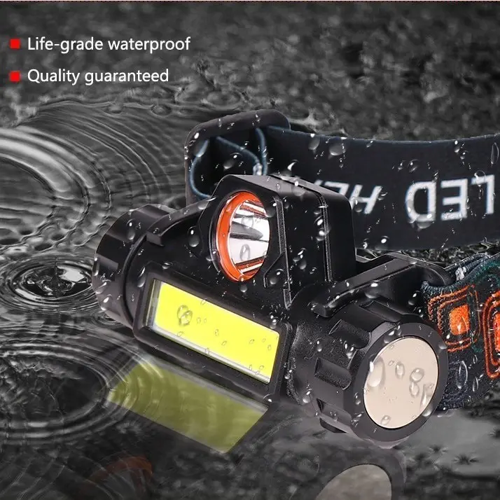 Senter Kepala LED Mini COB  Super Terang Murah Headlamp Bisa Putar Copot Cas USB Head Light Charger Head Lamp Headlamp Lampu Camping High Power terang Jarak Jauh Besi Mobil Baterai Bohlam Kecil dan sederhana White Putih 4