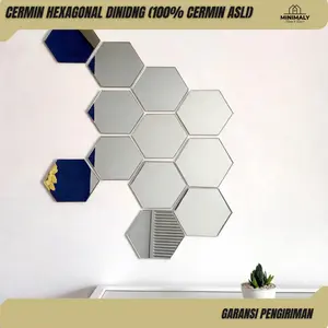 Cermin Dinding Hexagonal (ASLI CERMIN) Cermin Tempel Cermin Aesthetic
