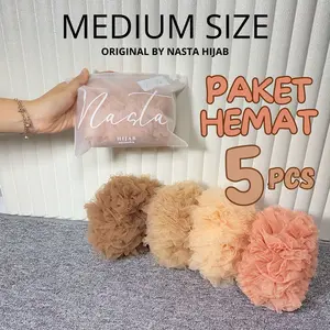 Paket Hemat 5pcs Cepol Hijab Premium Scrunchie Tulle Premium Anti Pusing Size Medium Nasta Hijab kunciran rambut Wanita Orange