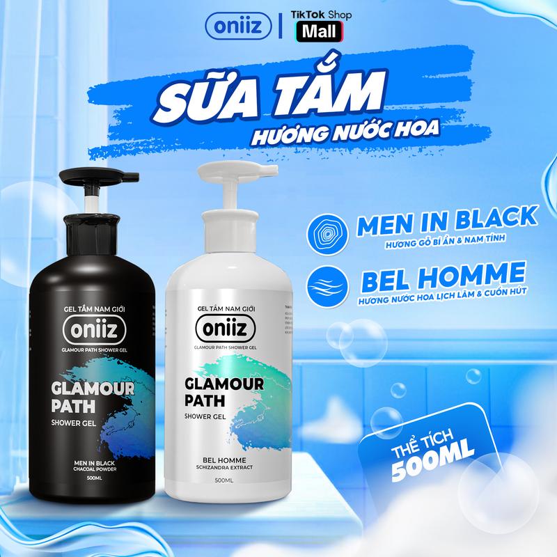 Sữa tắm hương nước hoa nam Oniiz, Gel tắm cao cấp Bel Homme & Men In Black làm sạch sâu, hương thơm hiện đại 500ml