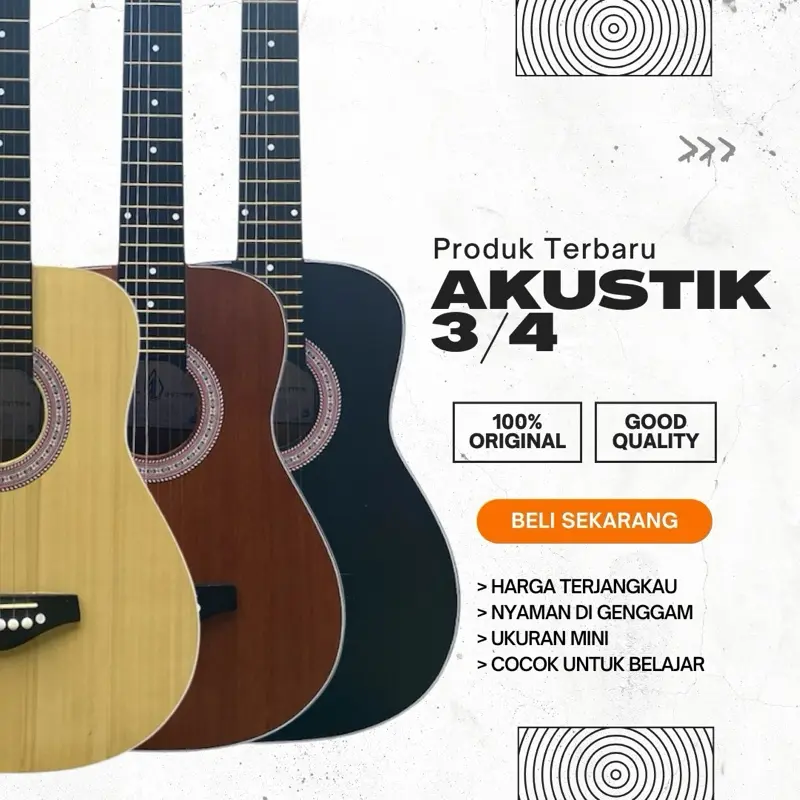 Gitar Akustik 3/4 – Cocok untuk Pemula & Anak | Bisa COD | Free Packing Kayu