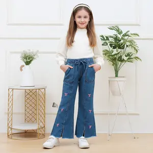 Celana Jeans Panjang Anak Perempuan Pinggang Karet Cutbray Jeans Anak Perempuan 3-13 Tahun Gaya Korean Style Baggy Loose Nyaman dan Stylish