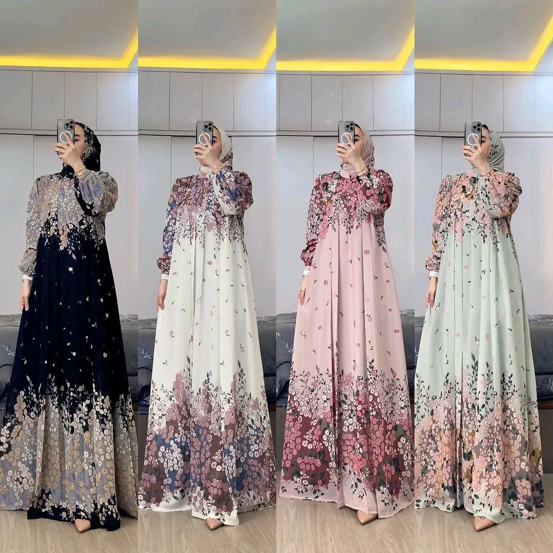 wanita remaja aesthetic Baju Gamis Buat Lebaran 2025 Set Hijab Himalaya Spesial Lebaran Terbaru  Dress Muslim Syari Mewah Diamond syar'i tsabina dan islami