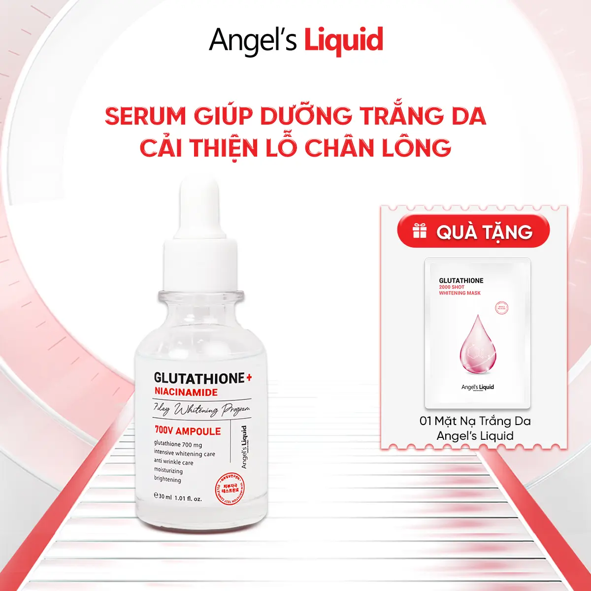 Serum Dưỡng Trắng Se Khít Lỗ Chân Lông Angel's Liquid Glutathione + Niacinamide Ampoule 30ml