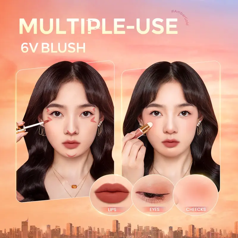 FOCALLURE#AmberGold Velvet Matte Lip Clay Multi-use Sponge Lip Brush 5