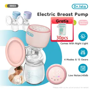 【Gratis Kantong ASI】 Dr.isla Pompa ASI Elektrik Fungsi Lampu Malam Tanpa Kabel, Pompa ASI Elektrik Tanpa Kabel Portabel Otomatis Sepenuhnya (ASI) Pompa ASI Hisap Kuat Mode Sentuh Dilengkapi dengan Corong Penutup Debu Bayi Pump Electric EB23