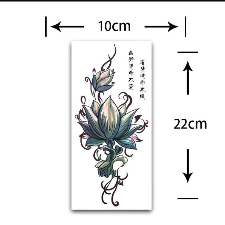 Sticker Stiker Bunga Angry Lotus Hijau - Tato Temporer Tubuh - Tattoo Tatto Temporary Kering Tahan Air Sementara Anti Air - Seri QC-661 Wanita 4