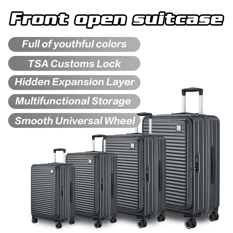 【Next Day Delivery】Cabin Luggage With Laptop Compartment 20/24/28 Inch Luggage Expandable Anti-theft Luggage With Recessed TSA Lock Luggage Bag With Front Opening Luggage Bag With Wheels