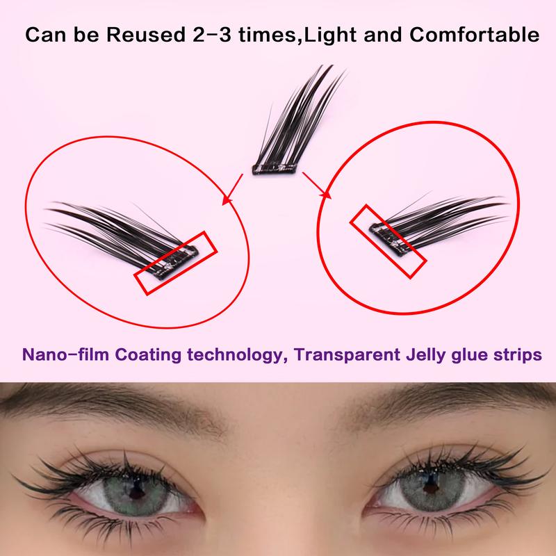 Product Introduction of [No Need Glue]Find Love Fox Eye NO.2 Pre-Bond Technology  No Glue Needed  DIY Eyelash  1-Step Press On Lashes Self Adhesive Reusable Natural Segmented  Long Lasting DIY Lash gluefree lashes Self-Adhesive C Curl Lashes 33