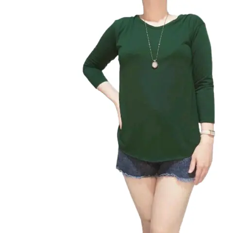 KAOS CEWEK 7/8 BORDIR POLOS - ATASAN WANITA 1