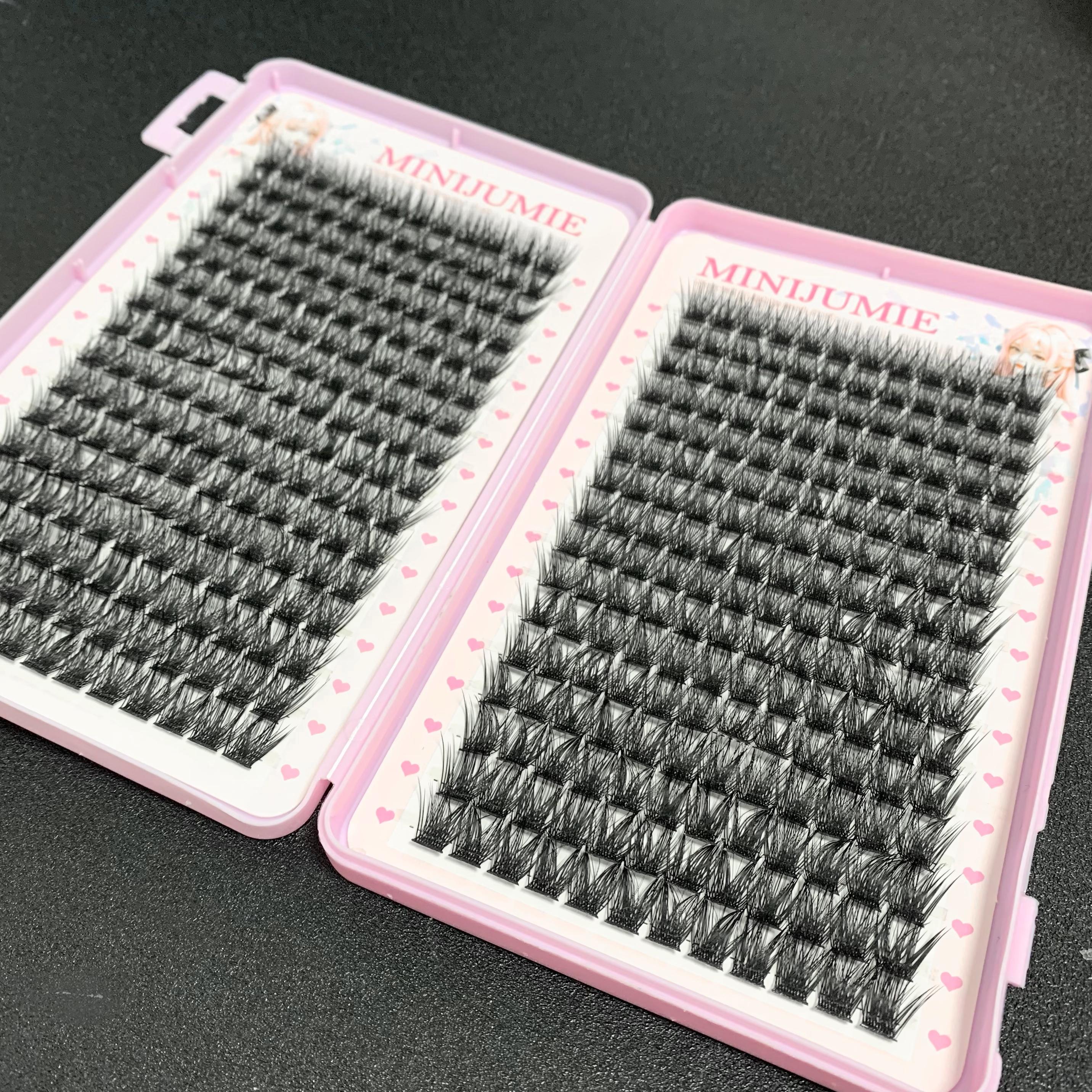 MINIJUMIE Bulu Mata Palsu 14mm dengan Kapasitas Besar dan Keriting Klaster Tunggal Bahan Serat Berkualitas Tinggi Cocok untuk Penampilan Alami Bulumata