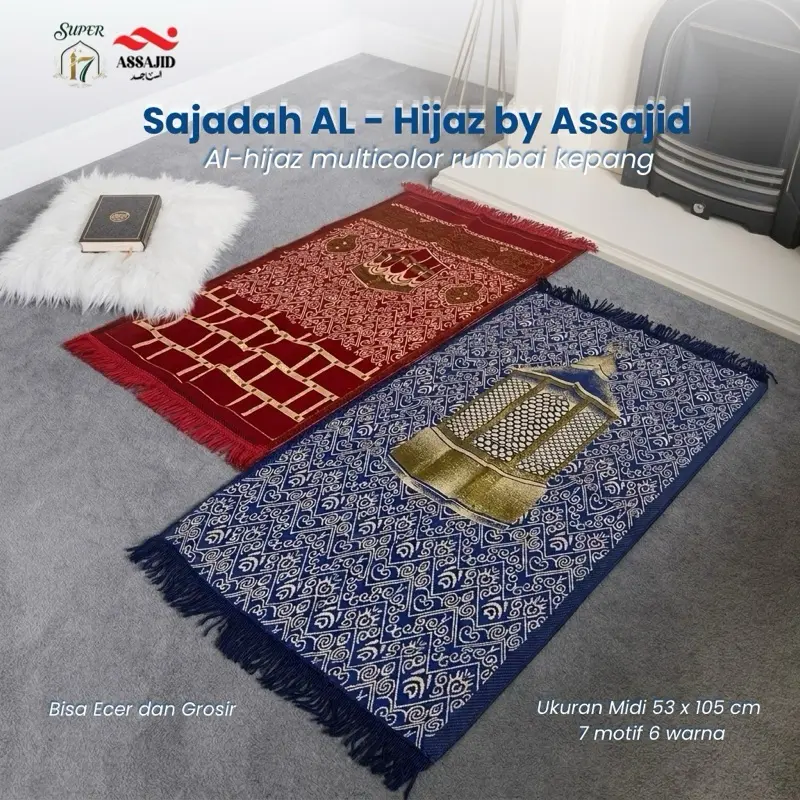 Al Hijaz By Assaajid Sajadah Rumbai Kepang Midi Ukuran 50 x 105cm Tipis Travel Souvenir Haji [Ecer & Grosir]