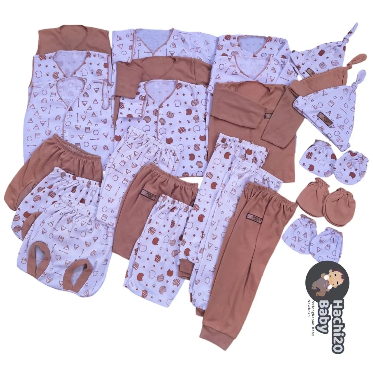 Paket Perlengkapan Baju Celana Bayi Baru Lahir Isi 27 Pcs Kupluk Sarung Tangan Kaki Baby Newborn