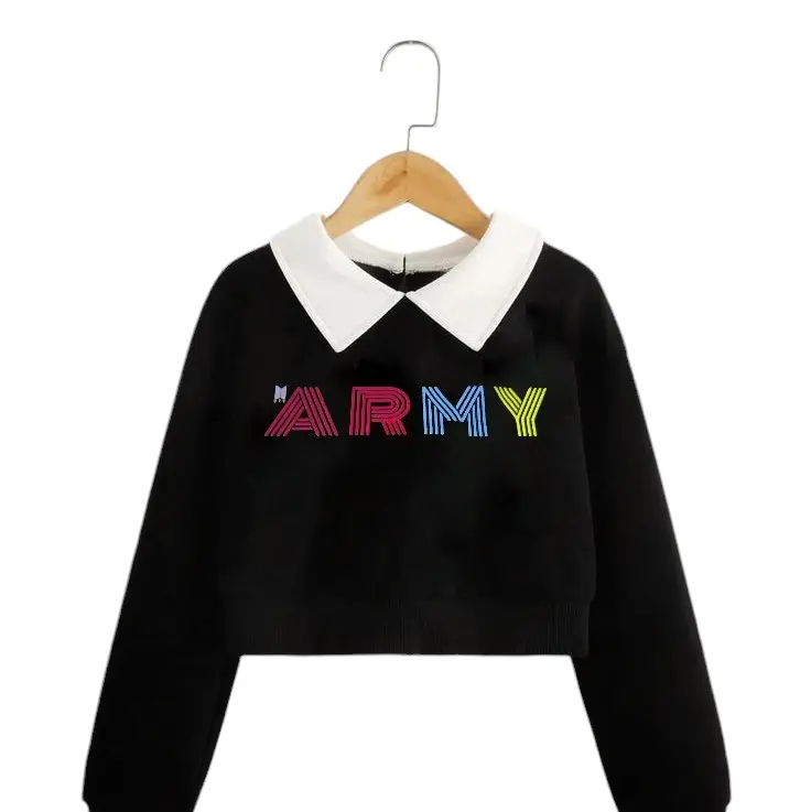 SWITER CROP ANAK PEREMPUAN ARMY 2_12 tahun Korean Style