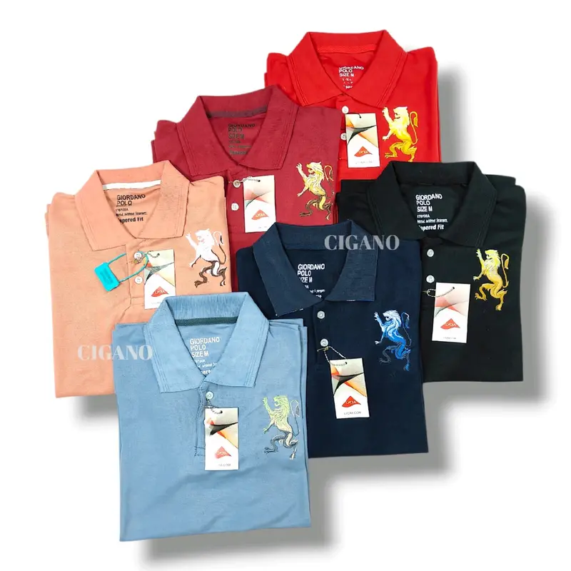 Polo Shirt Giordano Full Bordir Lion 3D Kaos Krah Bordir Pria Dewasa 0