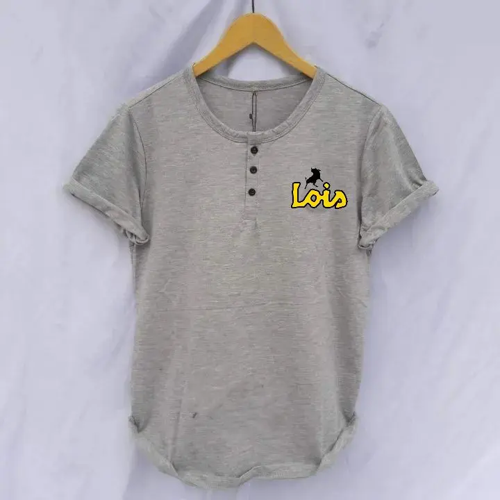 Baju Distro Kaos kancing pria Bahan katun Terbaru Lengan Pendek Pakaian Dewasa outfit cowok 4