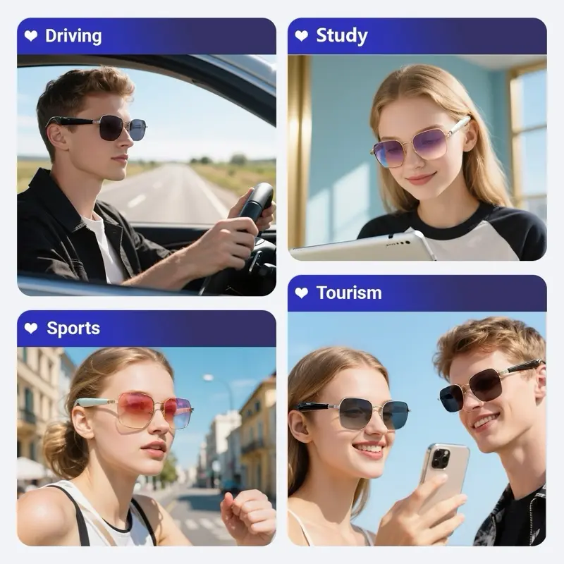 Kacamata AI Penerjemah 100+ Bahasa | Real-Time, Musik & Telepon – GY200 HiTech Glasses Bluetooth headphones 3