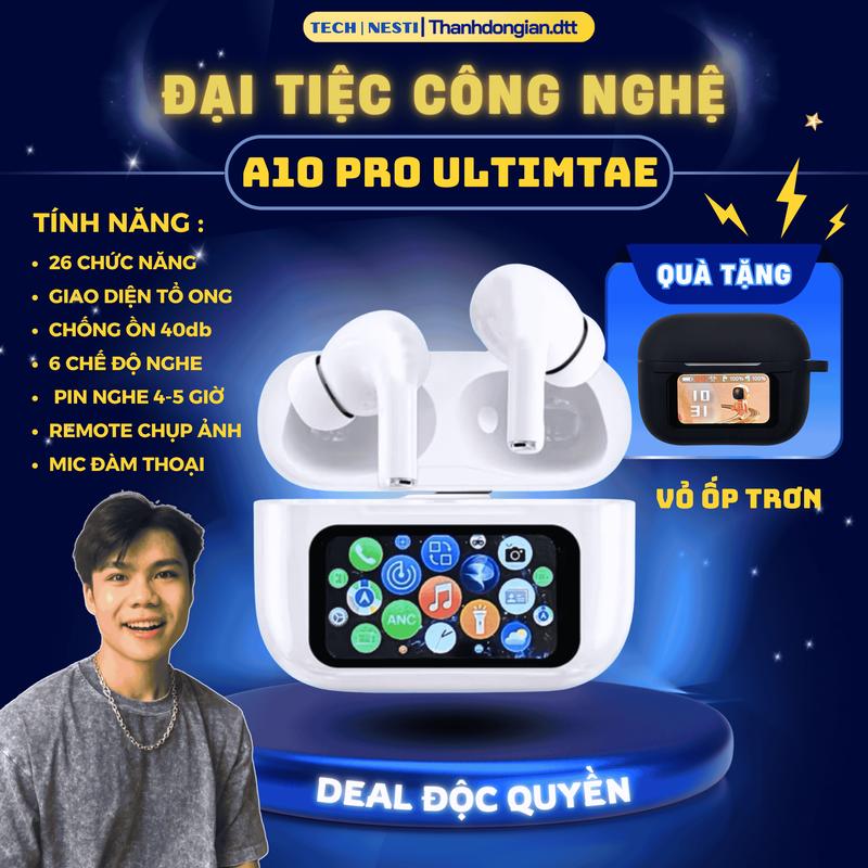 [Nesti x Thành Đơn Giản] Tai Nghe A10 Pro Ultimate Loại Xịn 26 Chức Năng Kết Nối App,Giao Diện Tổ Ong, Có ANC/ENC giảm tiếng ồn, Micro tích hợp, Bluetooth 5.4, Nhét Tai Nghe Nhạc,A10Pro