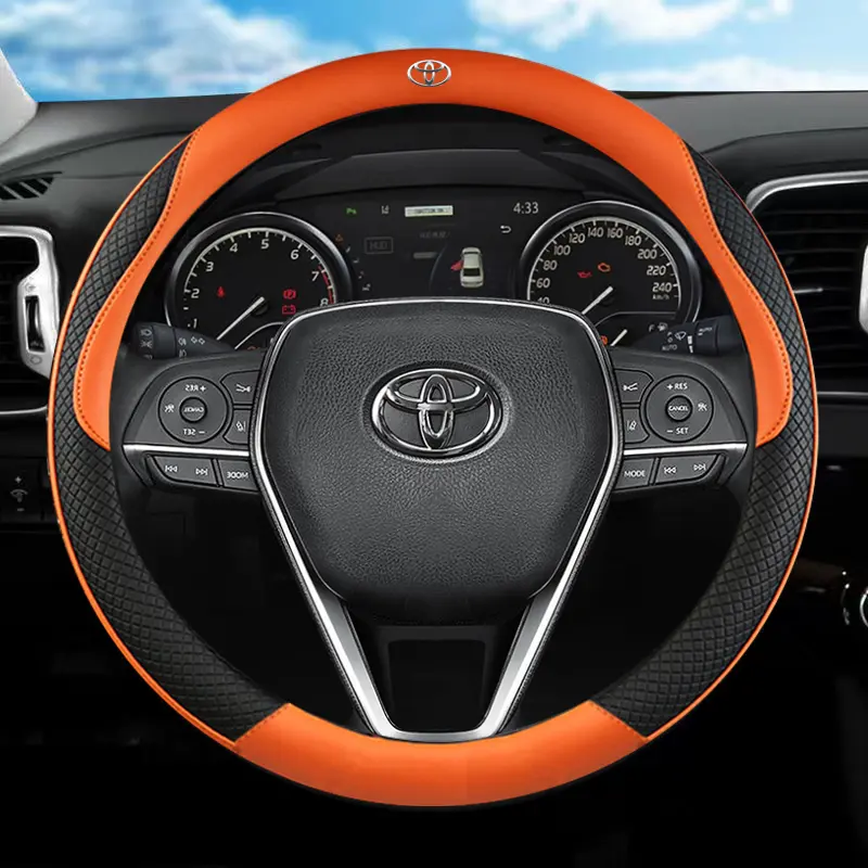 Bọc Vô Lăng Ô Tô, Da PU Chống Trượt, 38cm, Thích Hợp Cho Toyota Rav4, Vios, Auris, Hilux, Revo, Fortuner, Raize, Innova, Corolla, Wigo, Camry