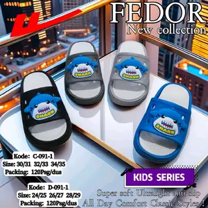Sandal Selop Slip On Anak Cowok Motif Shark Ringan Empuk Nyaman Kekinian Sendal anak laki laki