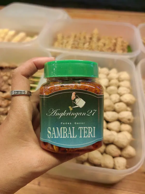 Sambal angkringan 27 pedas gacor, sambal teri, teri medan, cabai asli, tanpa pengawet, sambal pedas, sambal extrapedas 5