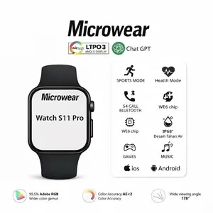 Smartwatch Microwear 11Pro (44/45/46/49) Smartwatch Tahan Air 1.85 Inci Layar HD - Bluetooth 5.4, 4GB Monitoring Kesehatan 24 Jam, Cocok untuk 42 hingga 49 pergelangan