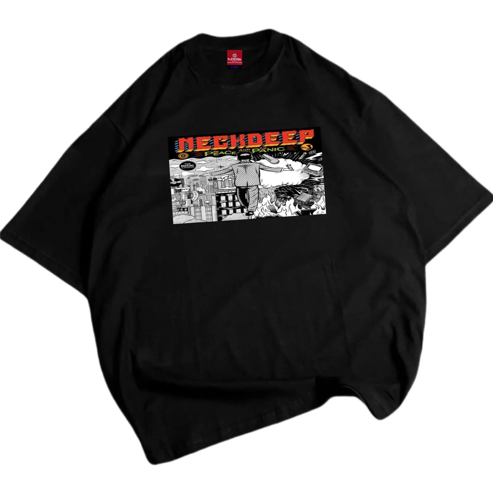 Distro kaos oversize Sablon  neckdeep pria wanita  Dewasa premium Kain  katun combed 24s  Lembut / t-shirt oversize pria wanita unisex musik band Baju Bandung Tangan Panjang