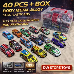 DW STORE TOYS Paket Kado 40 pcs Mobil Mini Mainan Anak Bahan Alloy Pullback Tarik Mundur Edukasi Hadiah Ulang Tahun