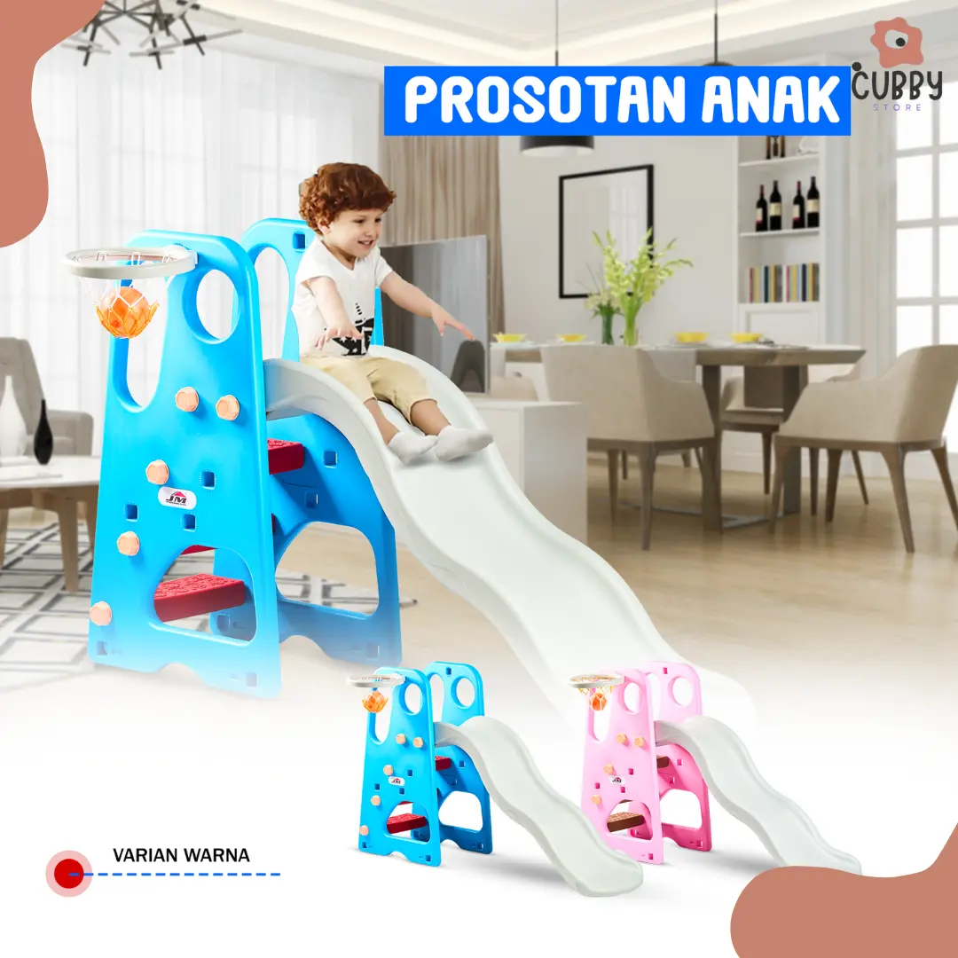 Perosotan Anak Mini Playground Slide JM30208 - Kokoh dan Kuat Free Bola Basket