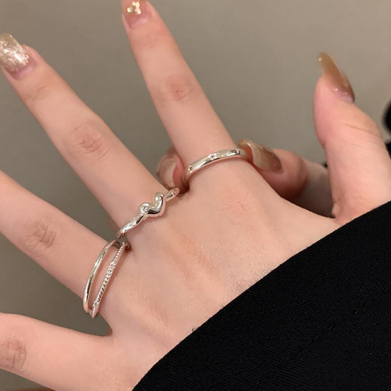 Nhẫn Mở Đôi Zircon, Thời Trang Phong Cách Hàn Quốc Của Tình Yêu, Dành Cho Phụ Nữ Và Học Sinh, Thiết Kế Tinh Tế Thích Hợp Làm Quà Tặng Sinh Nhật, Ins Exquisite 6