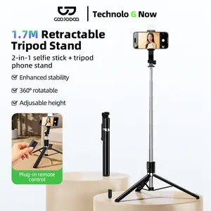 GOOJODOQ Tongkat Swafoto 2-in-1 dengan Remote Control Terintegrasi Panjang yang Dapat Dilipat Sudut yang Dapat Disesuaikan Sangat Stabil