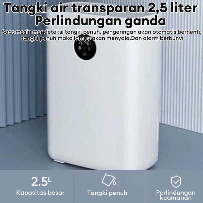 [COD] Tixx Dehumidifier kamar Tangki Air 2.5L Transparan 3 in 1 Serap Kelembaban Udara Atasi Lembab & Jamur Keringkan Pakaian Udara Segar Ion Negatif Aromaterapi Suara Senyap Auto Stop Alarm Low Watt Hemat Daya Praktis Mudah Dioperasikan