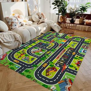 Tapete para juego de autos para niños y niñas con temática de tráfico urbano y autopista, alfombras para niños con coches de juguete, alfombras para sala de juegos, tapete antideslizante para niños #Color:1, Tamaño:40x60cm