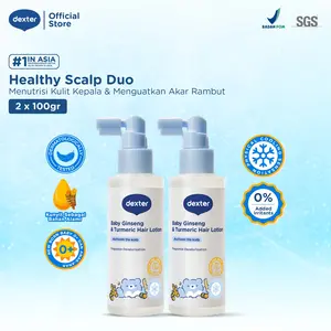 DEXTER Baby [2 PCS] Healthy Scalp Duo Bundle Hair Lotion 100ml x2 | dengan Adenosine | Solusi Penumbuh Rambut Bayi | Menebalkan Rambut Anak