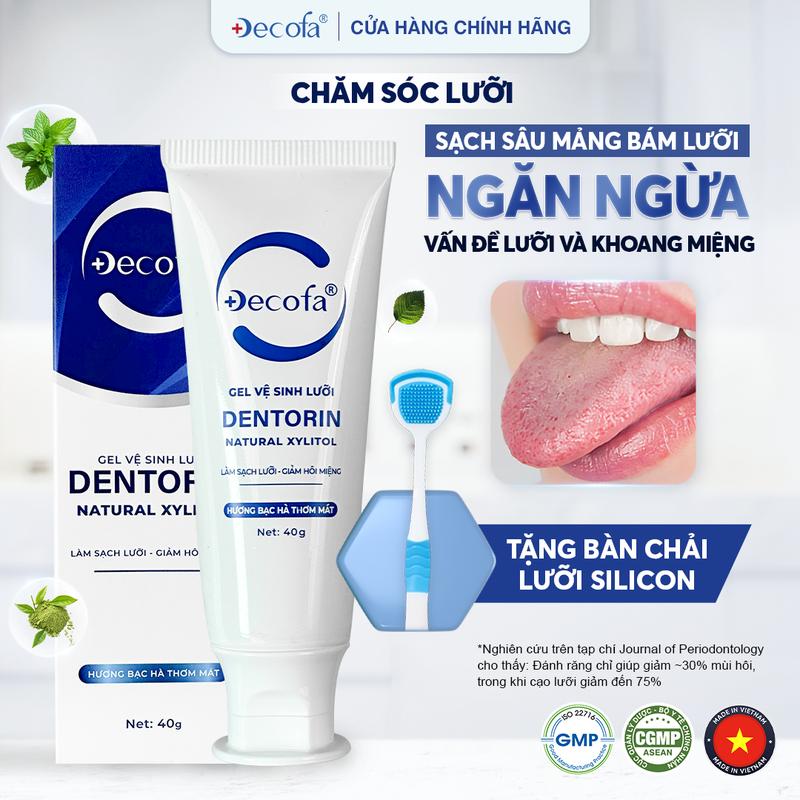 Combo 1 gel vệ sinh lưỡi Dentorin - Hỗ trợ làm sạch lưỡi, giúp hơi thở thơm mát - Tặng kèm bàn chải lưỡi chuyên dụng